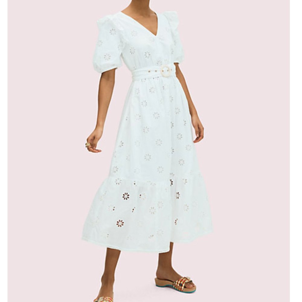 KATE SPADE - white eyelet midi dress